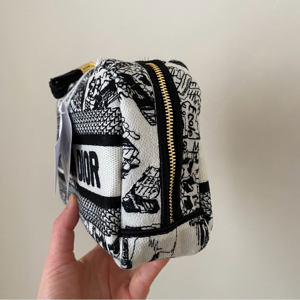 NWT Christian Dior Made in Italy Black White Plan de Paris Pouch Makeup Bag - Picture 3 of 16